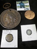 1877 Oversized Indian Cent on a Keyring; Charles City, Iowa Tornado Medal; 2017 Somali Republic 1/10