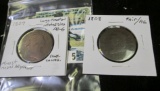 1807 U.S. Large Cent, rotated dies (almost medal alignment) AG-G with some corrosion; & 1808 U.S. La