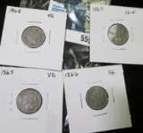 1865, 66, & 67 U.S. Three Cent Nickels in VG & 1867 VG-F.