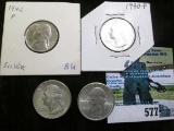 1942 P Silver World War II Nickel, BU; 1934 P, & (2) 1940 P BU Silver Washington Quarters.