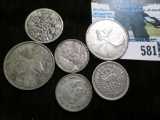 (6) 1936-1962 Great Britain & Canada Silver Coins. Circulated.