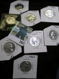 1961 P Gem BU Toned Silver Washington Quarter; & 1957-63 Proof Set of Wasington Silver Quarters.