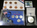 1982 P & D Seven-piece Variety Cent Set; 1943 Lincoln Steel Cents Emergency Issue Set; & 1995 Proof