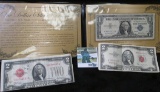 1957 One Dollar Silver Certificate in holder with c.o.a.; $2 Series 1928C $2 U.S. Note 