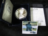 2000 P Proof Silver American Eagle in original box of issue with C.O.A.