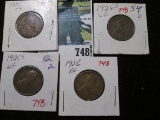 1925 P EF, 25 S VF, 26 P EF, & 26 D VF Lincoln 