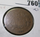 1865 Civil War Date U.S. Two Cent Piece. VG.