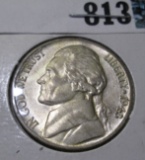 1943 P Silver Jefferson Nickel with three steps, Gem BU.