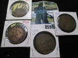 1916 F, 1917 VG, 1918 Fine, & 1919 VG Canada Large Cents.