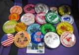 Collection of 20 different Pin-backs, some Political but heavy in Mount Pleasant Old Thresher's Reun