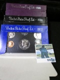 1972 S, 1974 S, & 1986 S U.S. Proof Sets in original boxes as issued.