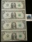 Series 1985 sheet of 4 uncut $1 Federal Reserve Notes, District A Boston, Ortega/Baker Signatures