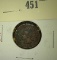 1868  Indian Head Cent, better date, VG detail, verdigris, value $40+