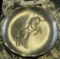 Pewter Wendell August Forge, Grove City, PA unicorn candy dish, 1980