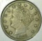1883 NO CENTS V Nickel, XF, value $15+