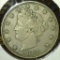 1883 NO CENTS V Nickel, XF, value $15+