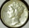 1945-D Mercury Dime, BU, value $10+