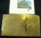 handmade, hand hammered brass belt buckle with artistic tree engraved, signed DMB 13, original price