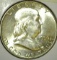1950 Franklin Half Dollar, BU MS63+, value $30+