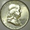 1957-D Franklin Half Dollar, AU, value $12+