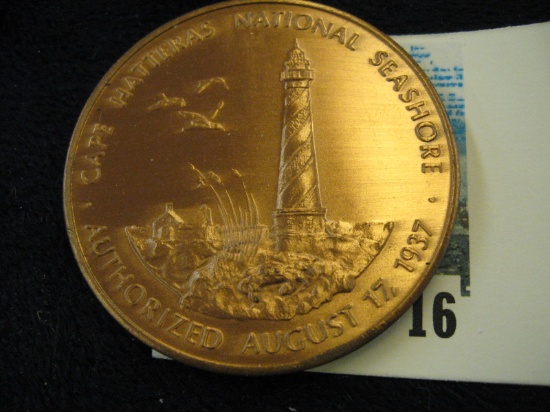 Cape Hatteras National Seashore bronze medal authorized 8-17-37, in original case, with paperwork