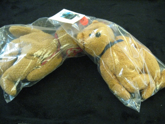 2 Ty beanie baby bears with swing tags, ( Fuzz and Curly) from smoke free home