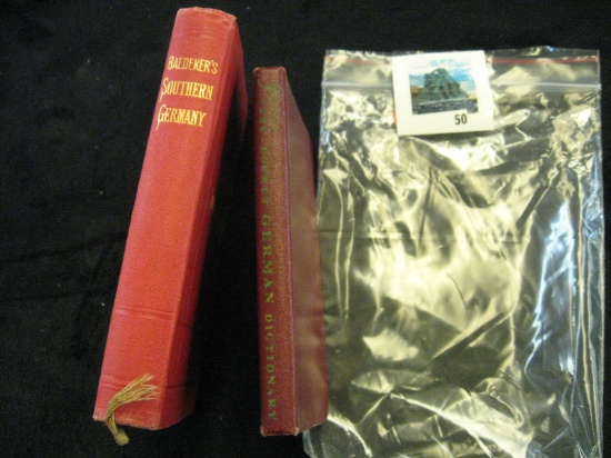 2 German travel books in English, Baedeker's Southern Germany (book of maps) © 1910, Follett vest-po
