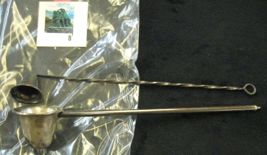 Pair of sterling silver candle snuffers, both marked STERLING, weight 81 grams