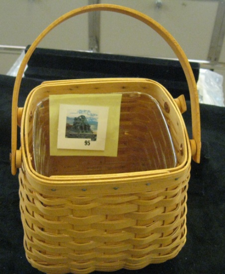 Longaberger 2002 Tiny Tote basket with protector, excellent condition, from smoke free home