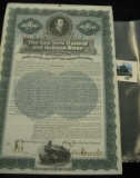 Stock Certificate - The New York Central and Hudson River Railroad Company, $1000, issued 1897, grea