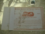 Stock Certificate - Michigan Southern and Northern Indiana Railroad, 50 shares, issued 1858, great t