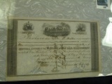 Stock Certificate - Baltimore and Ohio Railroad Company, 1 share/$100, issued 1849, great train grap