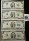 Series 1976 sheet of 4 uncut $2 Federal Reserve Notes - SCARCE STAR NOTES, District F Atlanta, Neff/