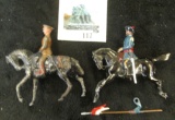 Pair of metalsoldiers on horseback, made by BRITIANS