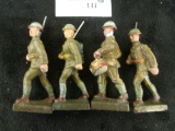 Group of 4 WWI German Lineol Elastolin Toy Soldiers, circa 1920's, includes soldier w/snare drum