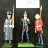 Group of 3 metal figures - BRITIANS constable & 2 soldiers / guards