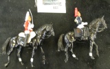 Pair of metal BRITAINS soldiers on horseback, royal guard