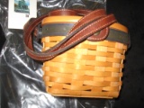 Longaberger Collectors club edition miniature basket purse with leather strap and protector,dated 20