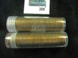 Pair of two (2) 50 count BU wheat cent rolls, 1955-P & 1956-D