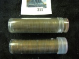 Pair of two (2) 50 count BU wheat cent rolls, 1955-P & 1956-D