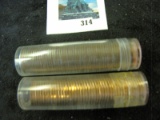 Pair of two (2) 50 count BU wheat cent rolls, 1955-P & 1957-D