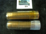 Pair of two (2) 50 count BU wheat cent rolls, 1958-P & 1958-D