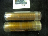 Pair of two (2) 50 count BU wheat cent rolls, 1955-P & 1956-D