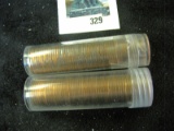 Pair of two (2) 50 count BU wheat cent rolls, 1955-P & 1955-D