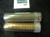 Pair of two (2) 50 count BU wheat cent rolls, 1955-P & 1956-D