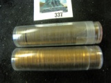 Pair of two (2) 50 count BU wheat cent rolls, 1954-S & 1955-P