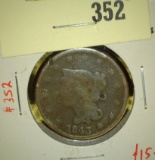 1843 Liberty Head Large Cent, G in-pricks, value $15+