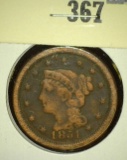 1851 Liberty Head Large Cent, G/VG, value $20+