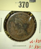 1851 Liberty Head Large Cent, VG/F, verdigris, value $25-$30+
