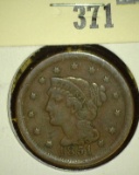 1851 Liberty Head Large Cent, F, value $30+